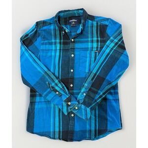 Chubbies Flannel Shirt Mens LG Blue Cotton Button Down Plaid Long Sleeve
